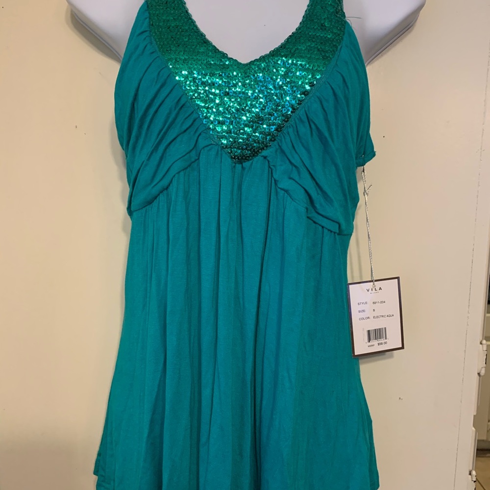 Aqua top with bling!